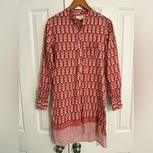 Nili Lotan Swim Beach Coverup red paisley long sleeve dress size M